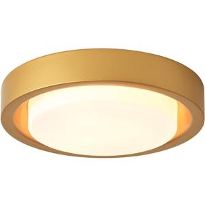 16 Inch Flush Mount Ceiling Light,3-Lights Gold Finish with Frosted Glass Shade,Round Ceiling Light Fixture for Bedroom Livingroom Kitchen (16 Inch Gold)