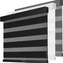 Cordless Zebra Blinds for Indoor Windows,17" W x 72" H,Black | Light Filtering Free-Stop Roller Shades,Dual Layer Day & Night Privacy,Pull Down Door Blinds for Home Office,Easy Install