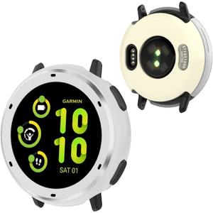 BEARDDO 2 in 1 Metal Case for Garmin Vivoactive 5 with TPU Back Cover, Rugged Shockproof All-Round Protective Cover with Cleaning Cloth Accessories for Garmin Vivoactive 5 Smartwatch Bezel (Silver)