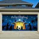 Magnetic Garage Door Christmas Cover 716ft, Christmas Garage Door Cover 2 Car with Nativity Design (Magnets*6 Included)