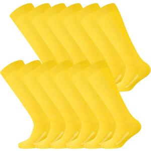 Haysandy 12 Pairs Youth Socks Bulk Soccer Football Softball Baseball Socks for Athletic Girls Kids Youth Adults Team Sport (Large, Yellow)