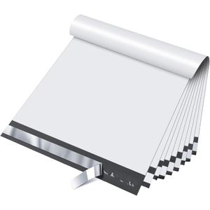 Fuxury 12x15.5 200pc White Poly Mailers, Shipping Bags for Clothing Self-Seal Shipping Envelopes, Mailing Envelopes, Mailers Poly Bags for Small Business, Boutique