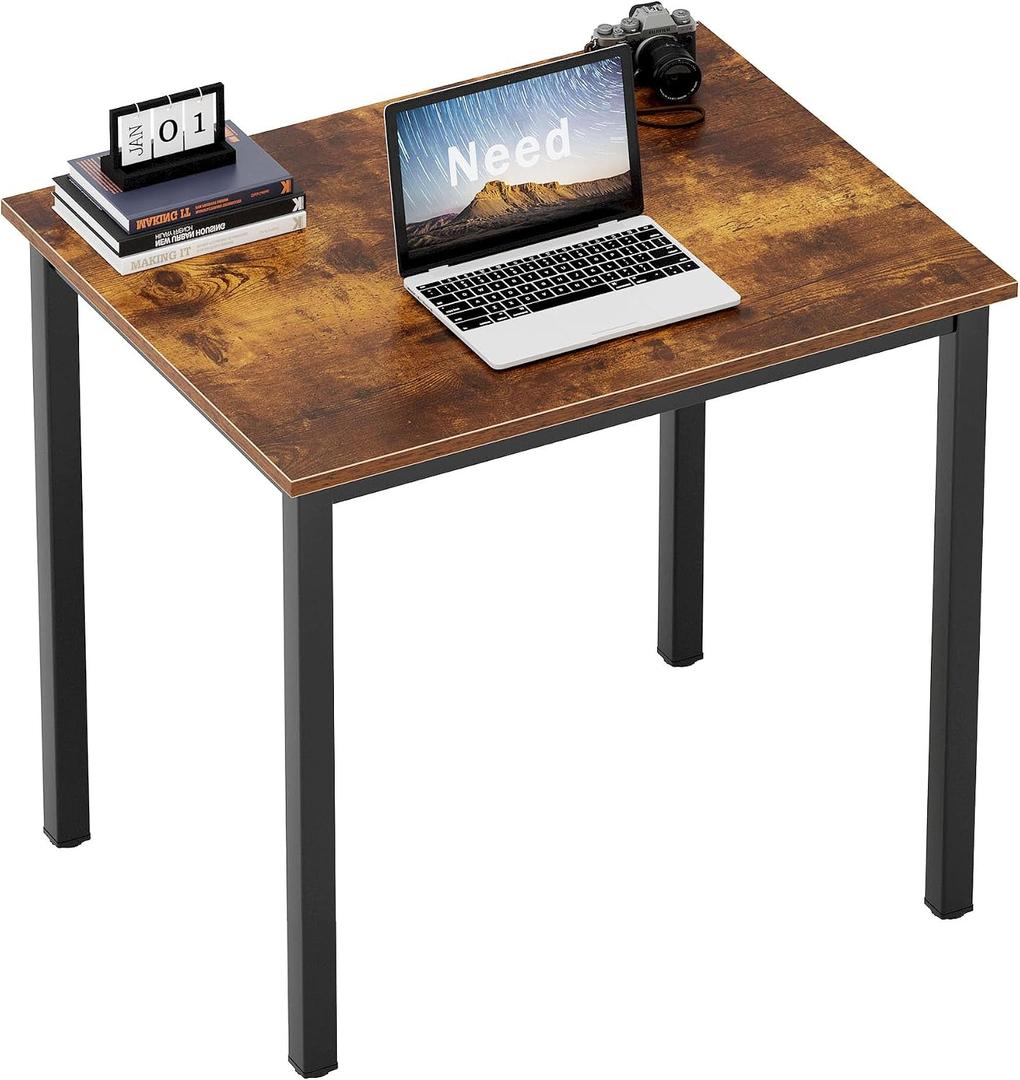 Need Small Computer Desk for Home&Office- 31.5'' Length Small Writing Desk Gaming Desk Students Laptop Use, Rustic Brown Desktop & Black Frame AC3FB(8060), 31.5x23.6 inch