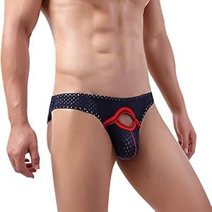 Evankin Mens Sexy Comforty Underwear Briefs Mesh Ice Silk Bikini Pough Breathable Underpants(Blue, M) 1