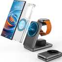 Magnetic Wireless Charger for Samsung, 3 in 1 Foldable Charging Station for Samsung Galaxy S25 Ultra/S24/Buds, One-Click Ejection Watch Charger for Galaxy Watch Ultra/7 [for Travel] (Black)