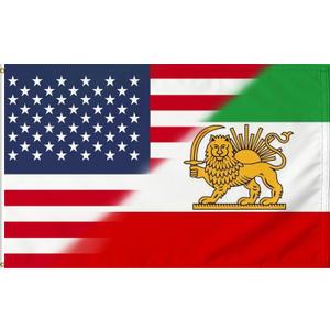 Large US and Old Iran Friendship Flag 4X6FT, America and Former Iran Historic Flags with Sun LionPersia Iranian Banner UV Resistant ,Double Stitched,Brass Grommets and Strong Header,Outdoor and Indoor Decro Banner. (US Iran, 4x6)