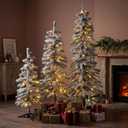 Cinnvoice 3 Pcs Flocked Artificial Christmas Tree with Lights, 3' 4' 5'