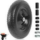 AR-PRO 4.80/4.00-8" Flat Free Tire and Wheel - 14.5" Solid Wheelbarrow Tires with 3" -7" Centered Hub and 5/8" Extra 3/4"Bearings - Universal for 4.80-8 4.00-8 4.00-6 3.50/3.00-8 Wheelbarrow Wheels (14.5"(Flat Free Tire)