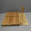 Purawood Bamboo Drawer Organizer - Expandable Silverware Organizer & Utensil Drawer Organizer, Cutlery Tray with Dividers, 7-9 Slots- Kitchen Organizer for Utensils & Flatware (Natural)