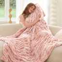 Ultra Soft Faux Rabbit Fur Throw Blanket, Cozy Fuzzy Blanket for Couch Bed, Plush Warm Decor Gifts, Luxury Thick Fluffy Blanket for Women,50x60 inches, Tie-Dyed in Pink