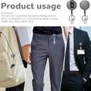 2 x Retractable Keychain with Badge Holder Clip - 2-Pack All-Metal Casing with 27.5" Durable Fiber Cord, Round Glossy Black - Retractable Keychain and Badge Holder Clip