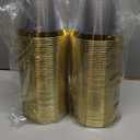 100 Pack 9 oz Gold Plastic Cups, Clear Disposable Cups with Gold Rim, Plastic Cocktail Glasses for Party & Graduation & Wedding