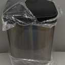 Ninestars Automatic Touchless Infrared Motion Sensor Trash Can, 13 Gal 50L, Stainless Steel Base (Rectangular, Black Lid), Black Trim