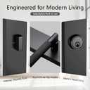 Matte Black Front Door Handle with Knurled Grip Durable Entry Lock Set with Deadbolt, Exterior Lever & 3 Keys, Fits Left & Right Hand Doors (Keyed Handleset, Matte Black)