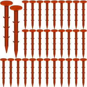 32 Pcs Garden Stakes Survey Markers Low Profile Survey Stakes Plastic Property Line Markers Anchors Spikes 6.3 Inch for Paver Landscape Fabric Lawn Edging Tarps Weed Barriers (Orange)