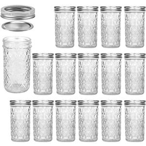 VERONES Mason Jars 12 OZ, Canning Jars Jelly Jars With Regular Lids, Ideal for Jam, Honey, Wedding Favors, Shower Favors,15 PACK