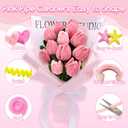 601PCS Complete Pink Pipe Cleaners Flower KitPastel Pipe Cleaners for Flowers, DIY Craft Supplies for Projects, 6 Colors, with Floral Wires, Tape, Glue Sticks, Ribbon, Stamen, Manual & Video Tutorial