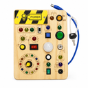 Busy Board with Led Light, Montessori Toys for 1-3 Years Old Boys Girls Wooden Toddler Toys Birthday Gift Educational Toys for 1+ Year Old, Toddler Travel Toy Sensory Toys for Kids with Autism
