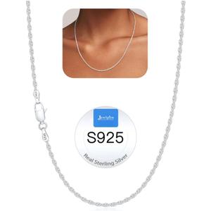  925 Sterling Silver Chain Necklace for Women, 2MM Rope Chains Silver Chain for Women Classic & Sturdy Women's Chains Necklace, Sterling Silver Necklaces 18 Inch
