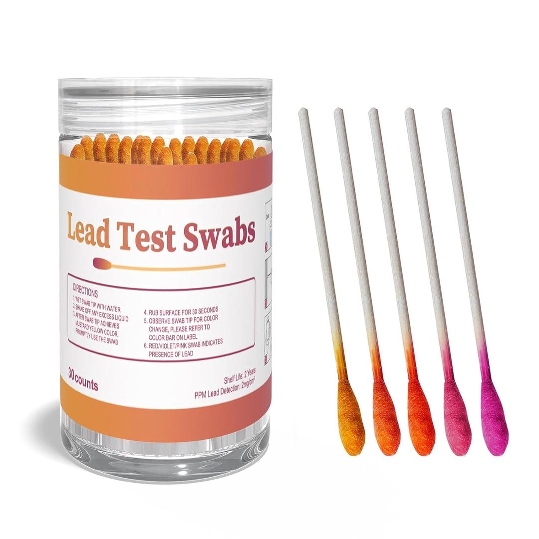 Lead Test Kit for Dishes, 30 Lead Test Swabs Upgraded Rapid Lead Paint Test Kit 30 Second Results Accurate Testing for Paint Ceramics Toys Jewelry Metal Wood All Surfaces Home Use, Exp Date: 2027-09-29