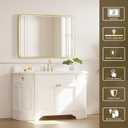 LED Bathroom Mirror with Lights, 40x28 Inch Gold Metal Framed LED Mirror for Bathroom, 3 Colors and Stepless Dimmable Wall Mounted Lighted Bathroom Vanity Mirror, Anti-Fog, Memory