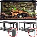 REPTI ZOO 50 Gallon Reptile Glass Tank Terrarium 2 in 1 Side Meshes and Side Glasses Double Hinge Door with Screen Ventilation Tempered Glass 36" x 18" x 17.75"
