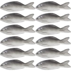 jiebor 12PCS Fake Fish Realistic Toy Artificial Halloween Mode Small Rubber Sea Fish for Kitchen Home Market Display Decoration Photography Props