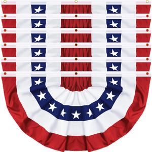6 Pack 3x6 FT American Bunting Flag, USA Pleated Fan Flag Patriotic Half Fan Banner 4th of July Decorations Outdoor Memorial Day Decor Fourth July Independence Day Outside Red White and Blue Decor