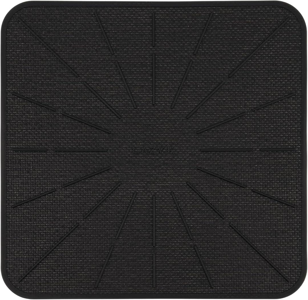 Lazy K Induction Cooktop Mat - Silicone Fiberglass Scratch Protector - for Magnetic Stove - Non slip Pads to Prevent Pots from Sliding during Cooking - Square (9inches) Black