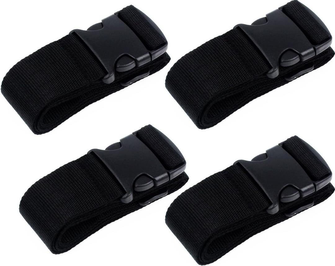 Heavy Duty 4 Pack Adjustable Luggage Straps for Suitcases, Travel Belt Connector Holds Suitcase Together, Extends Life of Bag, Premium Accessory for Travel Bag Closure, Black, 6.6 ft x 2 in.