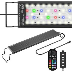 24/7 LED Aquarium Light with Remote for 24-30 Inch Plant & Fish Tank IP68, 12-Color & Gradient & Full Spectrum Light with Timer, Auto On/Off, Brightness, Extendable Brackets for Freshwater