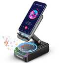 Hupoaf Adjustable Cell Phone Stand with Wireless Induction Bluetooth Speaker, HD Surround Sound for Home and Outdoors, Compatible with iPhone/Samsung Galaxy, 2026 Birthday Gifts for Men Women Dad Mom