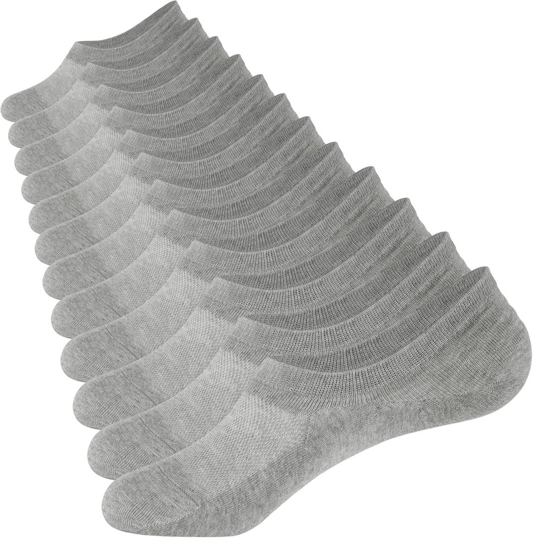 CLOSEMATE Men's No Show Socks Cotton Thin High Elasticity Low Cut Ankle Socks with Non Slip Grips 6 Pairs (12-15)