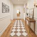 GarveeHome Checkered Long Hallway Runner Rug 2.5x10 Brown Kitchen Rug