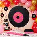 Seenelling Vinyl Record Piata 3D Music Birthday Decoration with a Blindfold and Bat for Kids Girls Boys Gift Holiday Piata Party Baby Shower Supplies