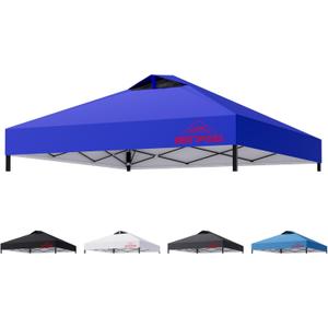 Pop Up Canopy Replacement Top with Air Vent and 1" Reserved Velcro Strip (10x10, Blue)