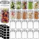 20 Pack Glass Mason Jars, 12 oz Clear Glass Jars with Regular Mouth and Silver Metal lids, Canning Jars for Food Storage, Vegetables and Dry Food, Includes 30 Black Labels