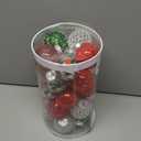 SYALEO 25pcs Christmas PET Ball Ornaments Set 60mm/2.36'' Clear Plastic Xmas Balls Bulbs 5 Style Shatterproof Painted Christmas Baubles Holiday Party (Red Green)