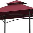 Grill Gazebo Replacement Canopy Top, 5'x8' Double Tiered Replacement Canopy Roof, Grill Shelter Cover Roof Fit for Gazebo Model L-GG001PST-F (Red)