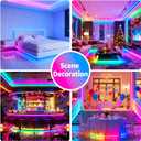 LED Strip Lights,RGB Music Sync Color Changing Led Lights with Smart App Control Remote & Remote Control for Room, Part, Essential, Sense of Atmosphere Decoration (100FT-2 Rolls of 50ft)
