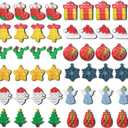 GooKit 48Pcs Christmas Mini Pop Keychain Fidget Toys, Christmas Day Gifts for Kids Mini Pop Bubble Christmas ,Party Favors Silicone Fidget Keychain Relieve Anxiety Stress Fidget Toy