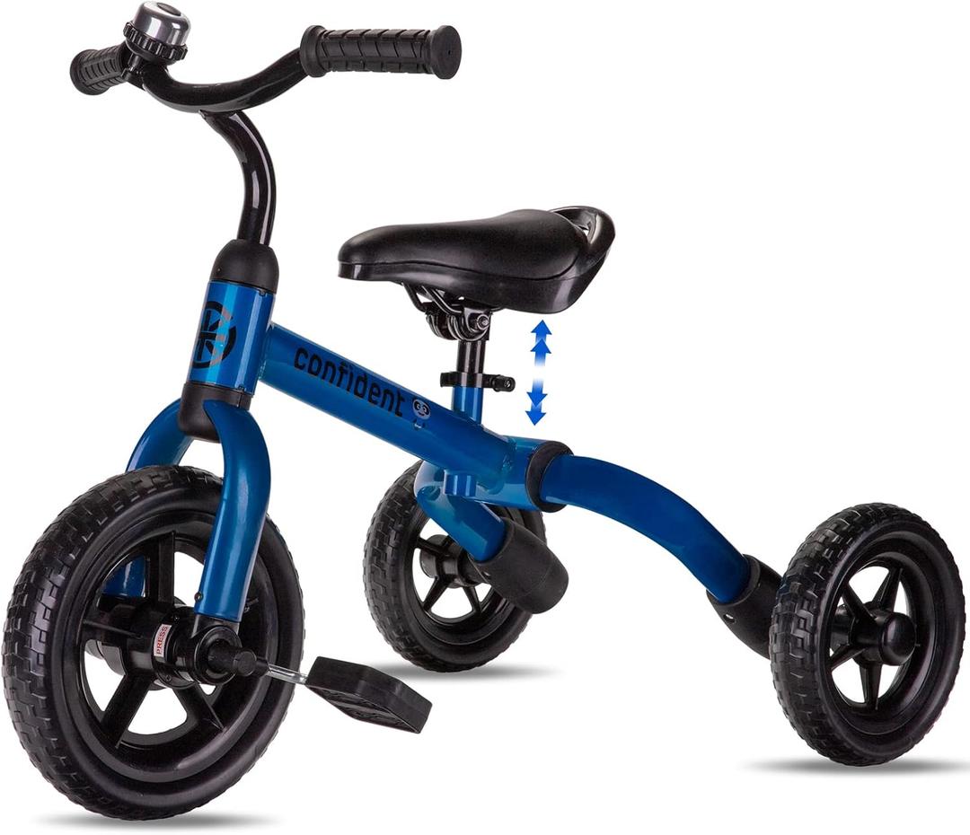 YGJT 3 in 1 Tricycle for Toddlers Age 2-5 Years Old, Folding Kids Balance Bikes with Adjustable Seat and Removable Pedal, Ride-on Toys for Infant, Gift for Baby Boys Girls Birthday, (Blue)