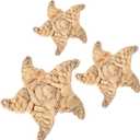 Threehoney 3 Pcs Boho Starfish Beach Bathroom Decor 3 Size Handmade Starfish Wicker Wall Decors Coastal Hanging Wall Art Florida Decoration for Indoor Outdoor Summer Ocean Seaside Sea Life Gifts, 9.84 x 9.06 x 7.87 inches