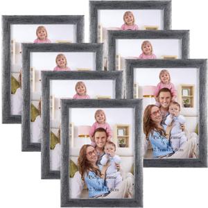 Giftgarden 5x7 Picture Frame Antique Silver 7 Pack, 5” by 7” Distressed Silver Photo Frames Rustic for Wall or Tabletop