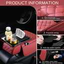 5 in 1 Car Armrest Storage Box for Center Console, Armrest Cushion Cover for Car with 2 Cup Holders Storage Bags, Tissue Box, Phone Slot, Premium Memory Foam with Nappa Leather, 14.2*7.9*2.8in (Black)