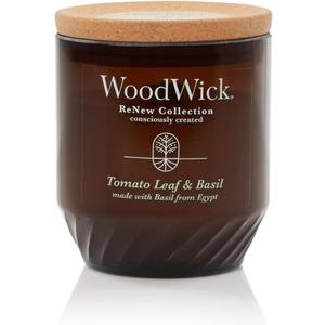 WoodWick Tomato Leaf & Basil Gifts for Women and Men, 6 oz. Medium Candle with Crackling Wick