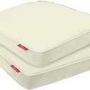 Pcinfuns Outdoor Chair Cushions Set of 2,Thick 19" x 19" x 3" Cushion for Patio Furniture,Round Corner Patio Chair Pads with Ties, Memory Foam Outdoor Seat Cushions,Beige