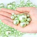 Jadive 200 Pieces Pearl Beads for Vase Filler Centerpieces, No Holes Pearl Makeup Beads for Wedding Holiday Party Home Brushes Holder Decor, 10/14/20/30 mm(Sage Green)