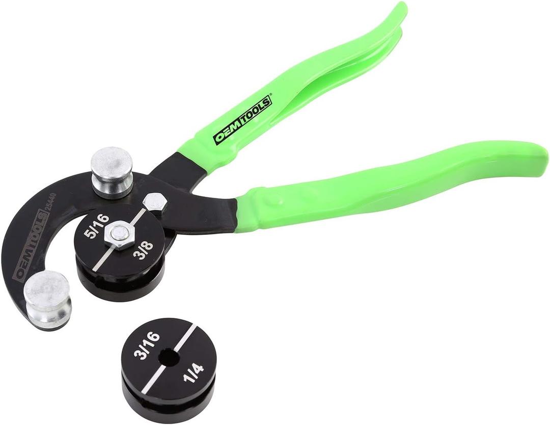 OEMTOOLS 25440 Professional Tube Bending Pliers, Stainless Steel Brake Line Bender Tool, 5/16", 3/8", 3/16", and 1/4" Manual Pipe And Tube Bender, Green  OEMTOOLS 25440 Professional Tube Bending Pliers, Stainless Steel Brake Line Bender Tool, 5/16", 3/8", 3/16", and 1/4" Manual Pipe And Tube Bender, Green