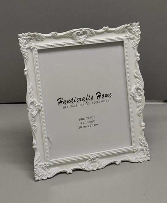 8x10 Vintage Picture Frame White, 8 by 10 Ornate Antique Picture Frame for Wedding, Retro Photo Frame Displays Horizontally or Vertically On Tabletop